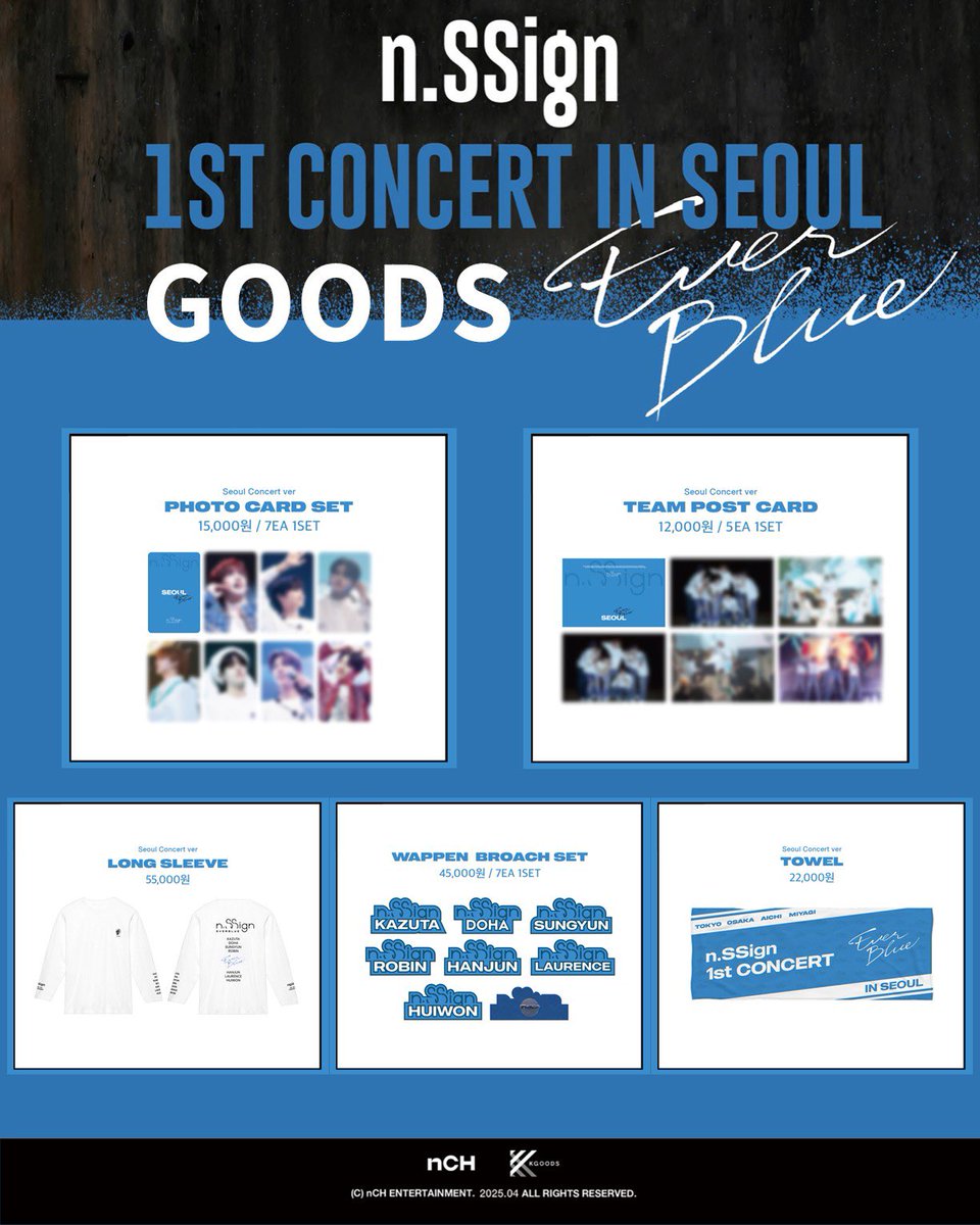 Kgoods_Global's tweet photo. 🎁 n.SSign 1st Concert EVERBLUE in SEOUL 🎁개최 기념 n.SSign 공식 GOODS 5종 판매 개시👏👏👏

📦구매
➡ https://t.co/hvAm5XebMC 
➡ https://t.co/HbUteCAiCv 

#엔싸인 #nSSign
#nSSign_EVERBLUE #에버블루 https://t.co/e0siRTONMp