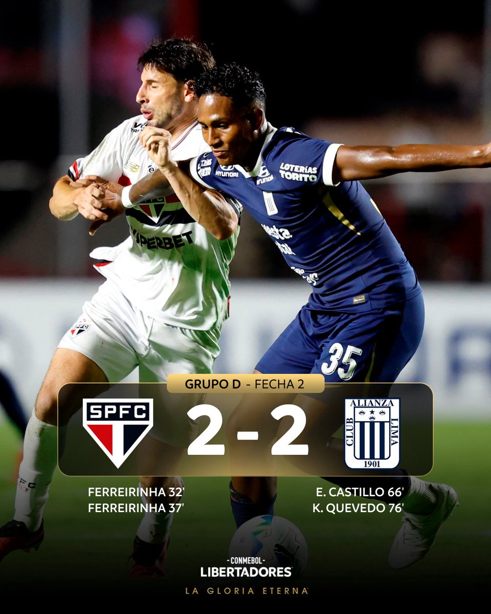 Libertadores's tweet image. 🔥🏆 ¡Empate en el Morumbis! Gran remontada de @ClubALoficial para el 2-2 ante @SaoPauloFC, por la Fecha 2 del Grupo D.

#GloriaEterna