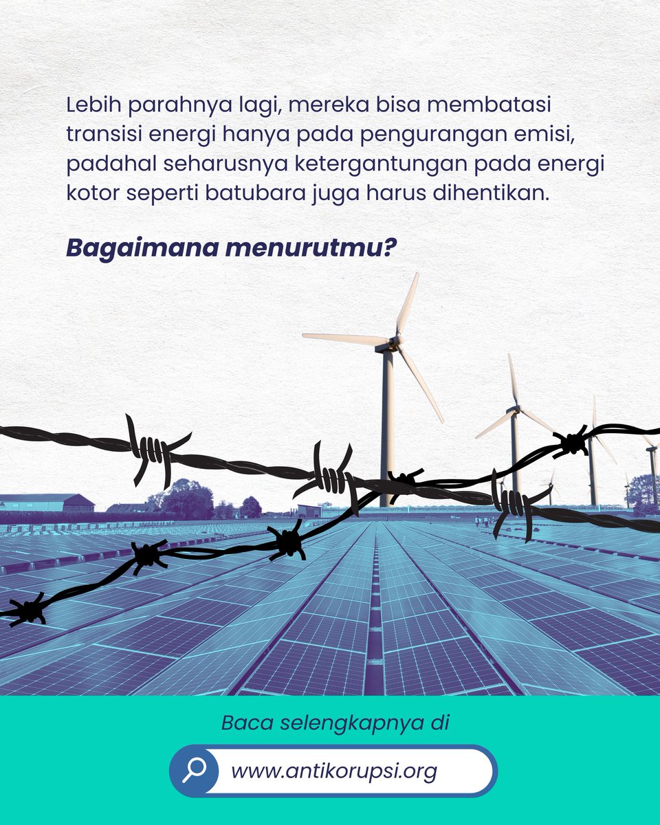 antikorupsi's tweet photo. Gimana menurutmu?
#TransisiEnergi #PrabowoGibran #korupsiiklim
#StateCapture #climatecorruption https://t.co/QvkkOK7cH7