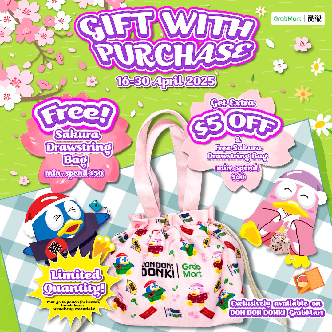 donkisg's tweet photo. 🌸 Spring into cuteness with DONKI x GrabMart! 🌸
From 16–30 Apr 2025, score this adorable Sakura Drawstring Bag when you shop with us online 💕
🎁 FREE Sakura Bag with min. $50 spend
💸 $5 OFF + FREE Sakura Bag with min. $60 spend
📲 Shop here: https://t.co/KJm7A67rNj https://t.co/y6U6ZJXI0R