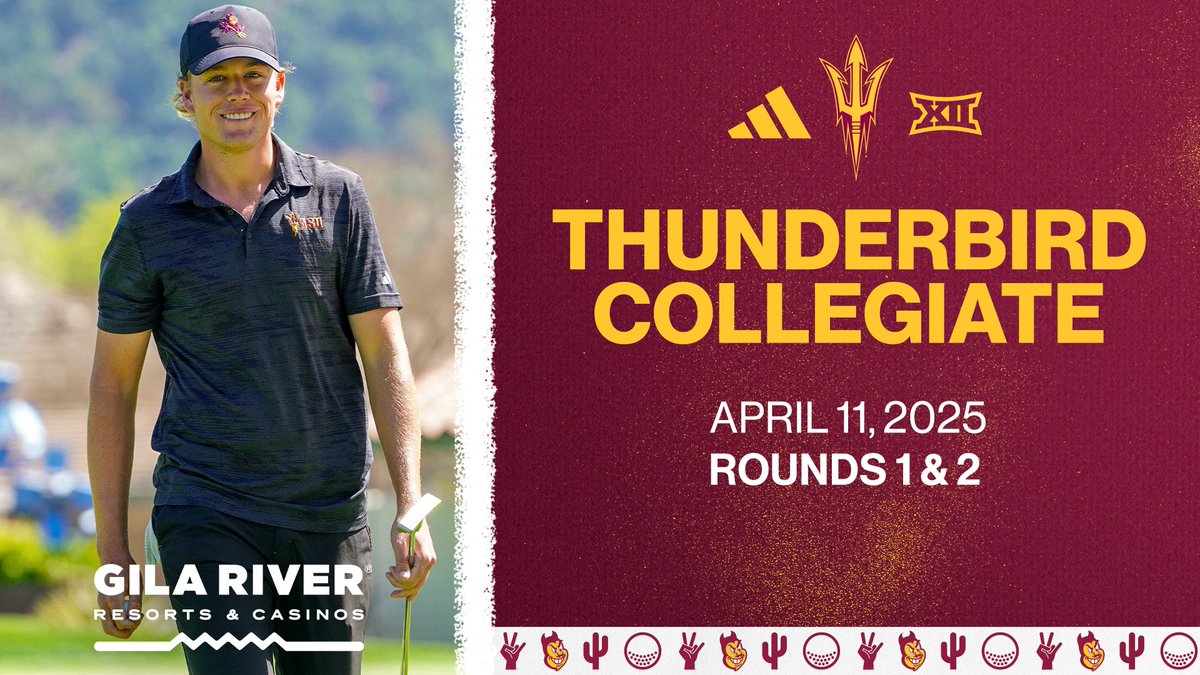 🔱 HOME GAME 🔱

It's a 36 hole day at the 52nd edition of the Thunderbird Collegiate!

📍 Papago Golf Club
⏰: 7:00 A.M.
📊: scoreboard.clippd.com/tournaments/23…

#ForksUp /// <a href="/TheSunDevils/">Arizona State Sun Devils</a>