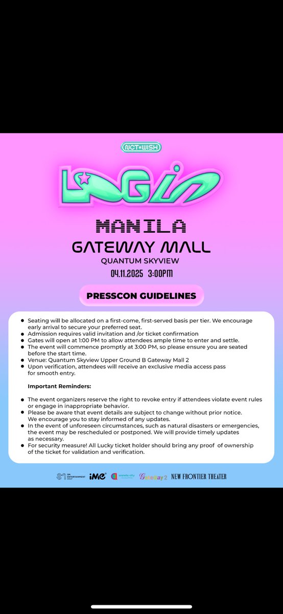 bokkeumbapbin's tweet photo. nct wish log in manila asia tour    3 (1장 SVIP 2장 플래티넘) press conference benefit access  

⭕️ sell   

 마닐라 기자 회견 입장 양도  제시 주세요      

엔시티위시 로그인 마닐라 기자회견 양도합니다 https://t.co/bbtvDwWarz