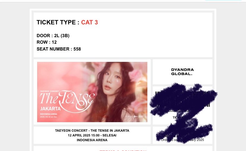 saneyw's tweet photo. WTS want to sell Taeyeon The Tense Jakarta 1 tix Cat 3 harga sesuai web (boleh nego) 
dah ready nanti tinggal masuk sama temenku.

dijual karena gajadi nonton ada alasan pribadi

tag Taeyeon the tense wts wtb cat 3 https://t.co/l8f277JwFm