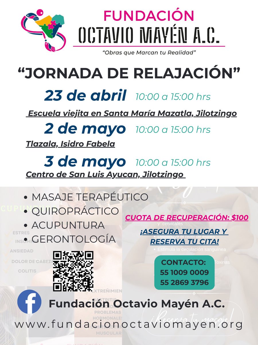 Asiste y disfruta de estos beneficios. #Jilotzingo #FOM #FundacionOctavioMayen