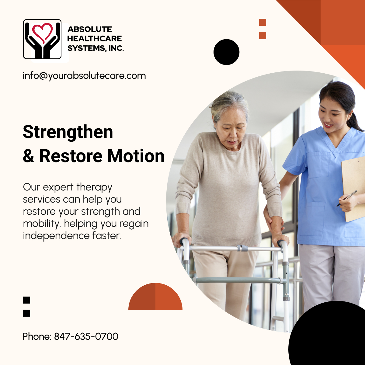 AbsoluteHCS's tweet photo. Recovery takes expert care. Our rehabilitation services help restore movement, enhance daily function, and promote independence. Get the support you need for a stronger you. Reach out today.

#HomeHealthCare #ParkRidgeIL #PhysicalTherapy #StrengthTraining #FunctionalRecovery https://t.co/pYwVgdoFYn