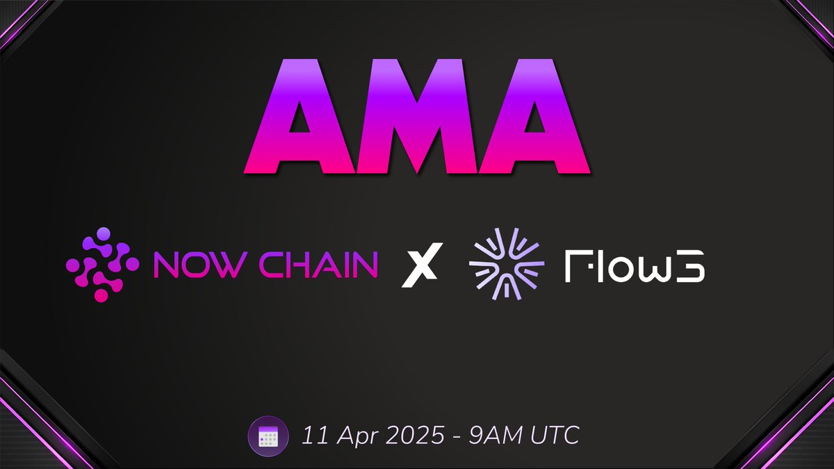 NOWChainX's tweet photo. 🎙 AMA Announcement 🎙

NOWChain is joining @flow3_tech for an exciting AMA!

Topic: DeFi, DePIN & AI – Where Finance, Infrastructure & Intelligence Meet

🗓 Time: 9:00 AM UTC · April 11
🔗 X Space: https://t.co/oghS1WA5rz

Set your reminders — see you there! 👋