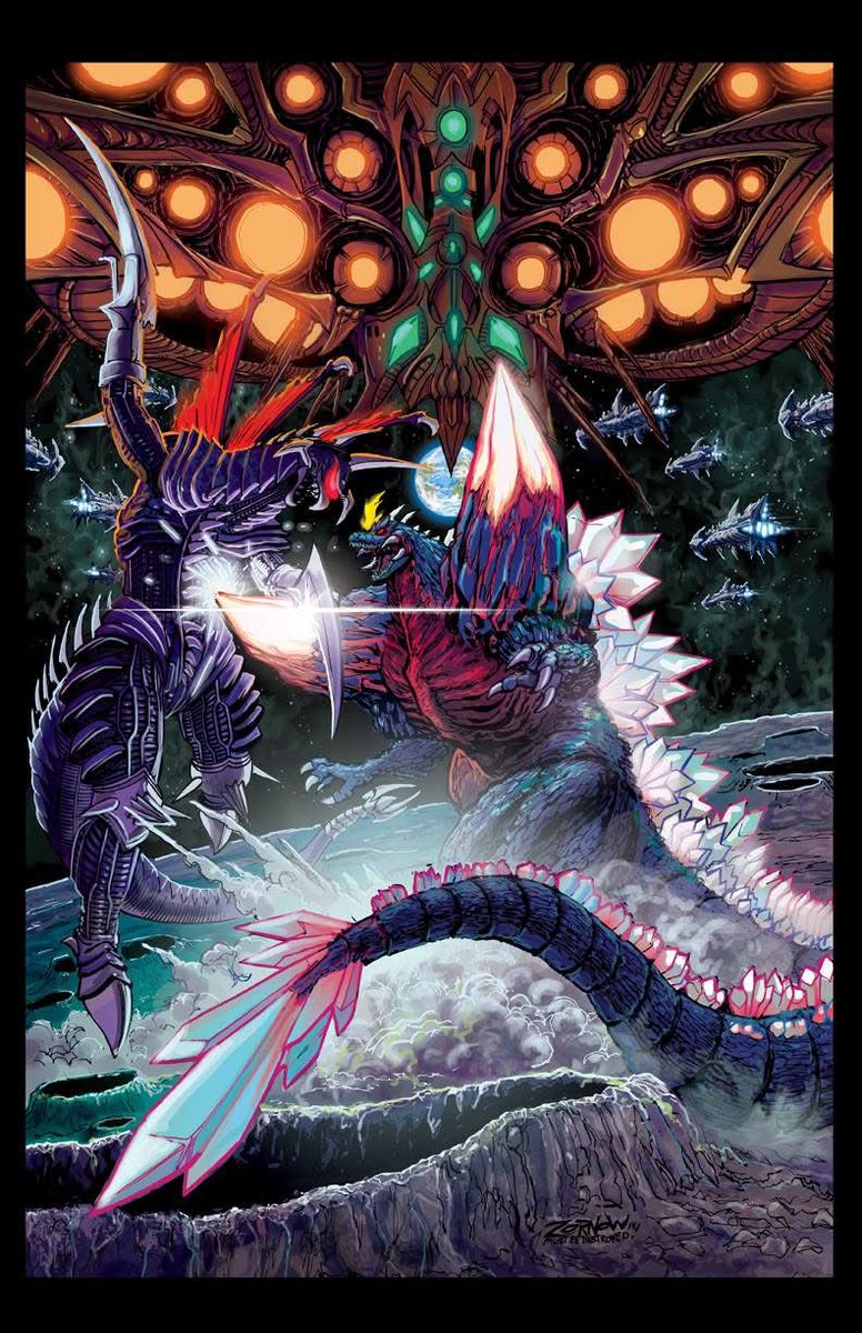 絵画 BL/ZONE/2022 SpaceGodzilla and #KingGhidorah trending! Here's some spacey #art