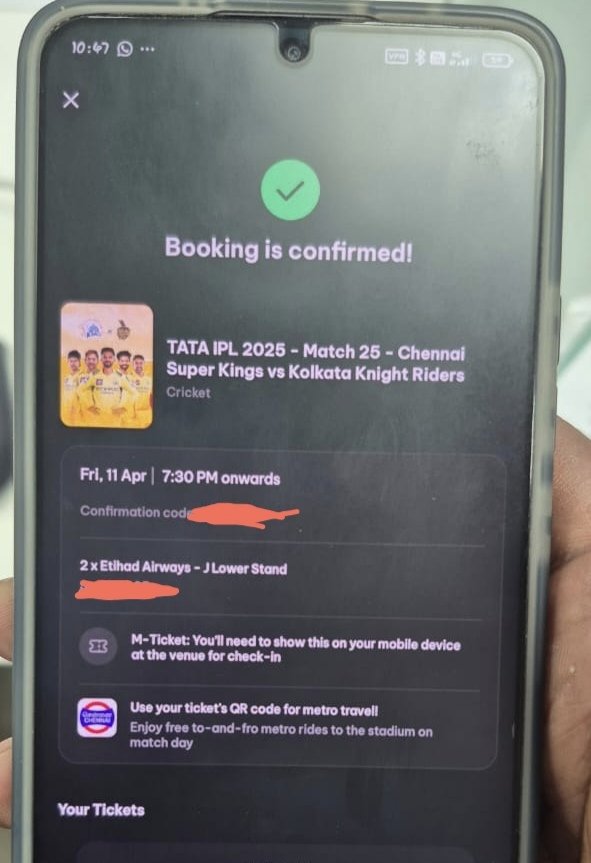 smart9545's tweet photo. CSK vs KKR Ticket available 
J lower 2tickets available 
DM  9025014376

#ipltickets 
#cskvskkrtickets
#CSKvsKKR 
#MSDhoni𓃵 
#ChennaiSuperKings 
#ipltickets https://t.co/6ODfWowr72