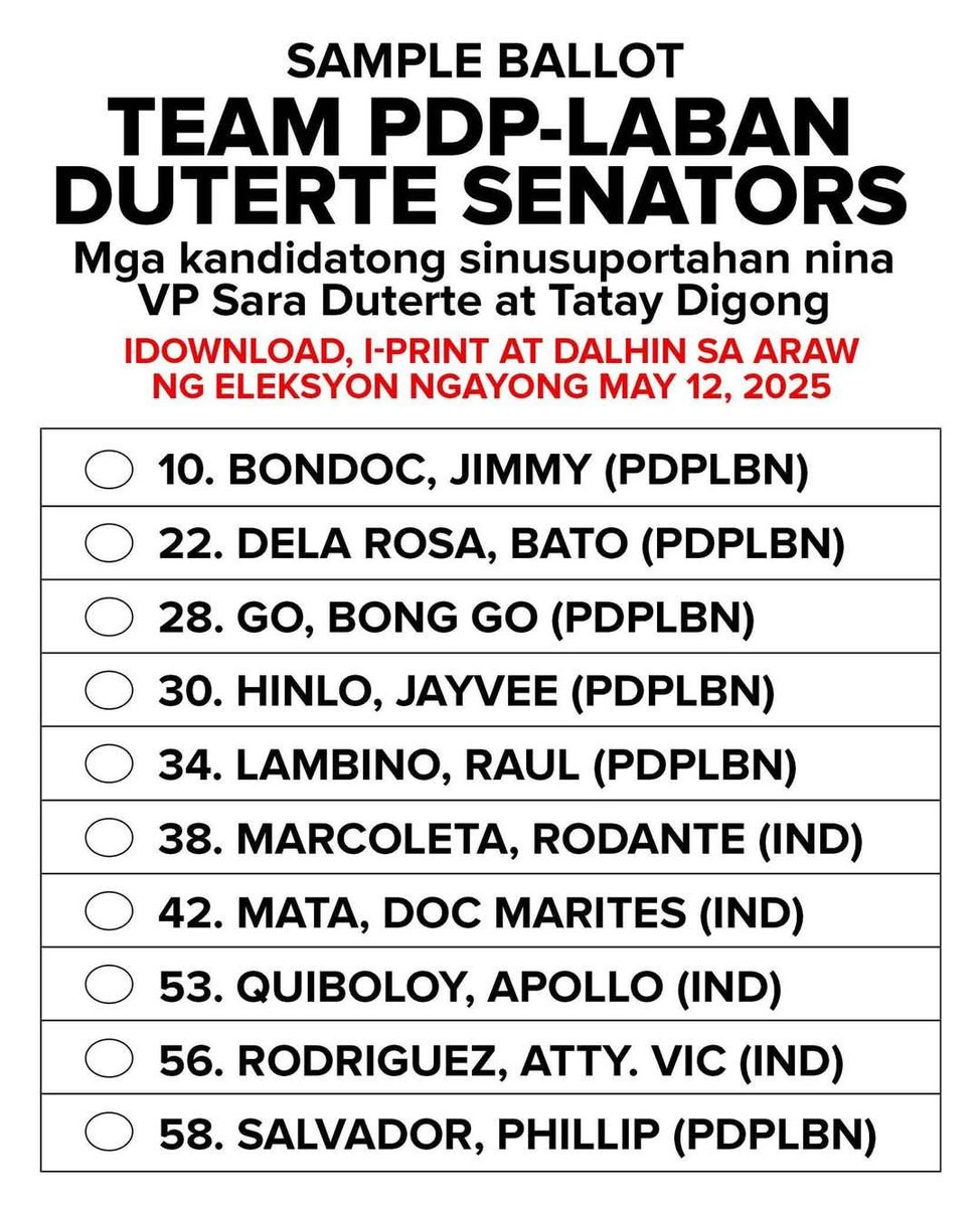 DOWNLOAD OR COPY. WE NEED TO VOTE STRAIGHT PDP LABAN TO PROTECT THE COUNTRY FROM FURTHER DESTRUCTION. 👊