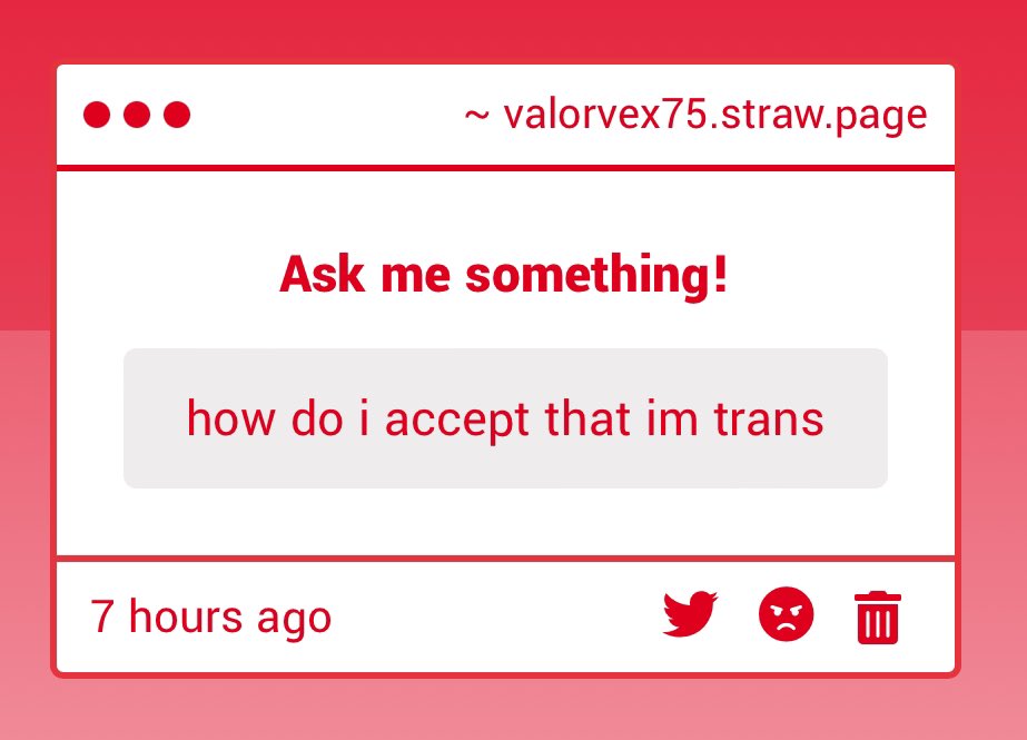 ValorVex's tweet photo. Oof, this is a big one. What worked for me personally was separating myself from any community that was damaging to my true self. It took a long time to get rid of the self-oppression, but it’s worth it. It’s a scary time, but you must exist. You are valid. 🏳️‍⚧️ https://t.co/Bj9J2Tshhu