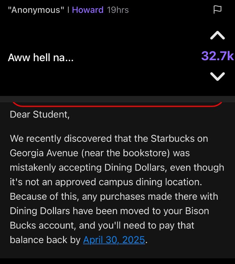 hbcushaderoom's tweet photo. Howard really trying to shake down its students over their administrative error??? How is it the students responsibility??? https://t.co/83yzwO6HTb