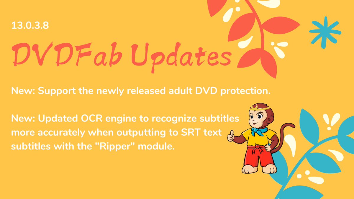 DVDFabOfficial's tweet photo. 🔧 DVDFab 13.0.3.8 is now live!
What’s new:
✨ Support for newly released adult DVD protections.
🧠 Improved subtitle recognition with our upgraded OCR engine in Ripper mode.
Upgrade now for a smoother experience!
#DVDFab #DVDBackup #RipperUpdate #OCR https://t.co/a5CIm8cZAz