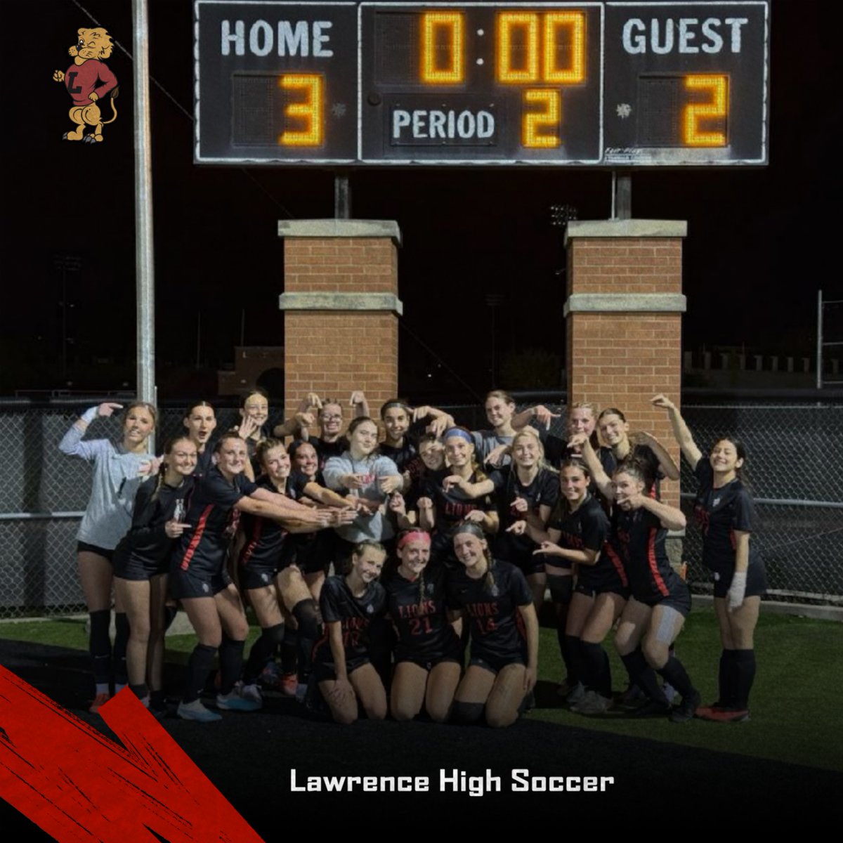 Congratulations to LHS girls soccer on defeating Free State 3-2. It's a great day to be a lion!