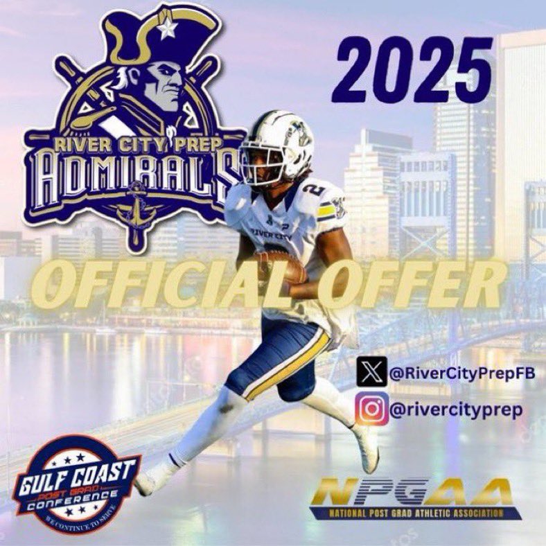 Blessed to receive an offer from the <a href="/RiverCityPrepFB/">River City Post-Grad Football</a>! <a href="/JacksonMat3528/">Coach Jackson</a>