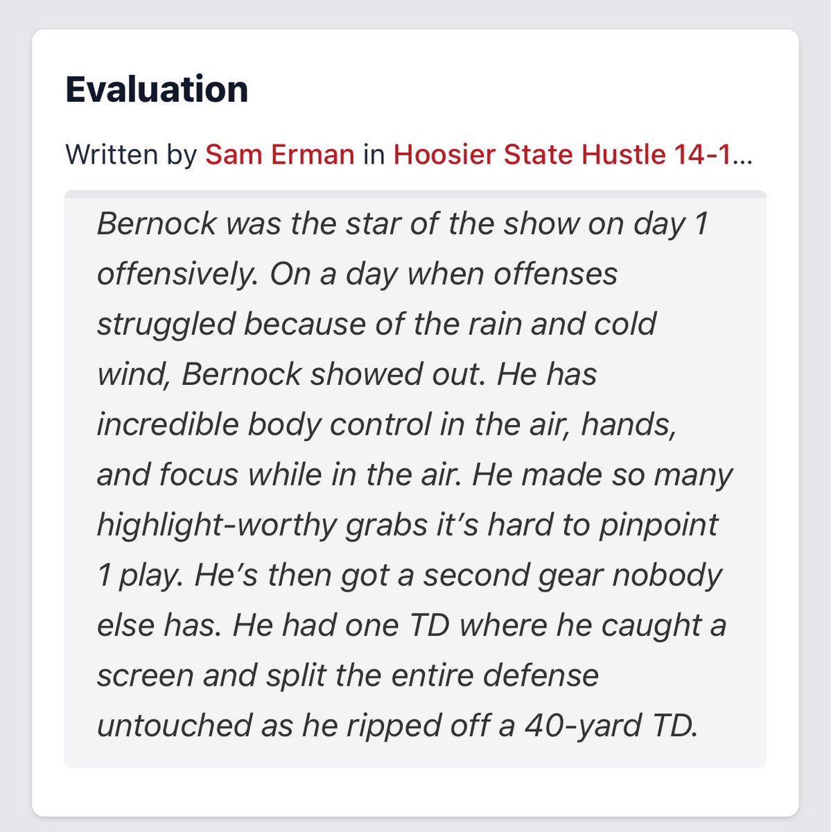 Seth Bernock (@sethbernock) on Twitter photo Thanks for the shout out <a href="/FFBallAllDay/">Sam Erman</a> and <a href="/PrepRedzone/">Prep Redzone 🏈</a> 📣🏈 #HoosierStateHustle #15u #7v7 #studentathlete #TopPerformer #grateful #iamsecond <a href="/DNAPerform/">DNA Performance</a> <a href="/MIexposure/">Michigan exposure</a> <a href="/LCN_FB/">L'Anse Creuse North Football</a> <a href="/TheD_Zone/">The D Zone</a> <a href="/BW_Sports_/">BorderWars Sports</a> <a href="/Scout_ScottC/">College Scout</a> <a href="/PrepRedzoneMI/">Prep Redzone Michigan</a> Thanks for the shout out <a href="/FFBallAllDay/">Sam Erman</a> and <a href="/PrepRedzone/">Prep Redzone 🏈</a> 📣🏈 #HoosierStateHustle #15u #7v7 #studentathlete #TopPerformer #grateful #iamsecond <a href="/DNAPerform/">DNA Performance</a> <a href="/MIexposure/">Michigan exposure</a> <a href="/LCN_FB/">L'Anse Creuse North Football</a> <a href="/TheD_Zone/">The D Zone</a> <a href="/BW_Sports_/">BorderWars Sports</a> <a href="/Scout_ScottC/">College Scout</a> <a href="/PrepRedzoneMI/">Prep Redzone Michigan</a>