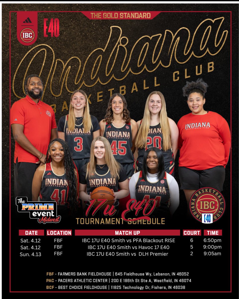 Indiana Basketball Club 17U E40 (@ibc17ue40) on Twitter photo Back at it this weekend for the <a href="/PRIMEeventBBall/">ThePRIMEeventSeries</a> Come check us out! <a href="/IBCWBB/">Indiana Basketball Club</a> <a href="/BUPilotsWBB/">Bethel Pilots Women's Basketball</a> @MasoHAsher <a href="/IUKWBB/">IU Kokomo Women’s Basketball</a> <a href="/IUPUILadyJags/">IUPUI Lady Jags</a> <a href="/FCGrizWBB/">Franklin College WBB</a> <a href="/TaylorU_WBB/">Taylor Women’s Basketball</a> <a href="/JrAllStarBB/">Jr. All-Star Girls Basketball</a> <a href="/PGHIndiana/">Prep Girls Hoops Indiana</a> <a href="/ButlerUWBB/">Butler Women’s Basketball</a> <a href="/ElmhurstBluejay/">Elmhurst University Athletics</a> <a href="/MSJ_WomensHoops/">Mount Women's Basketball</a> <a href="/SelectEventsBB/">Select Events Basketball</a> <a href="/ProspectShowcse/">Prospect_ShowcaseWBB</a> <a href="/coachbeckett/">IGBRR Hoops</a> Back at it this weekend for the <a href="/PRIMEeventBBall/">ThePRIMEeventSeries</a> Come check us out! <a href="/IBCWBB/">Indiana Basketball Club</a> <a href="/BUPilotsWBB/">Bethel Pilots Women's Basketball</a> @MasoHAsher <a href="/IUKWBB/">IU Kokomo Women’s Basketball</a> <a href="/IUPUILadyJags/">IUPUI Lady Jags</a> <a href="/FCGrizWBB/">Franklin College WBB</a> <a href="/TaylorU_WBB/">Taylor Women’s Basketball</a> <a href="/JrAllStarBB/">Jr. All-Star Girls Basketball</a> <a href="/PGHIndiana/">Prep Girls Hoops Indiana</a> <a href="/ButlerUWBB/">Butler Women’s Basketball</a> <a href="/ElmhurstBluejay/">Elmhurst University Athletics</a> <a href="/MSJ_WomensHoops/">Mount Women's Basketball</a> <a href="/SelectEventsBB/">Select Events Basketball</a> <a href="/ProspectShowcse/">Prospect_ShowcaseWBB</a> <a href="/coachbeckett/">IGBRR Hoops</a>