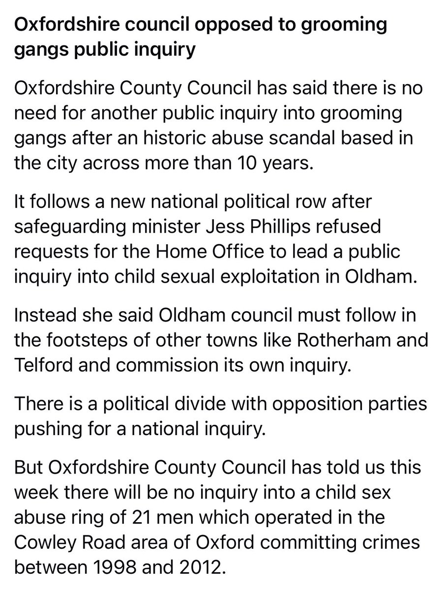 Oxford Grooming Gangs …… still being covered up

The PCC supported a public inquiry……