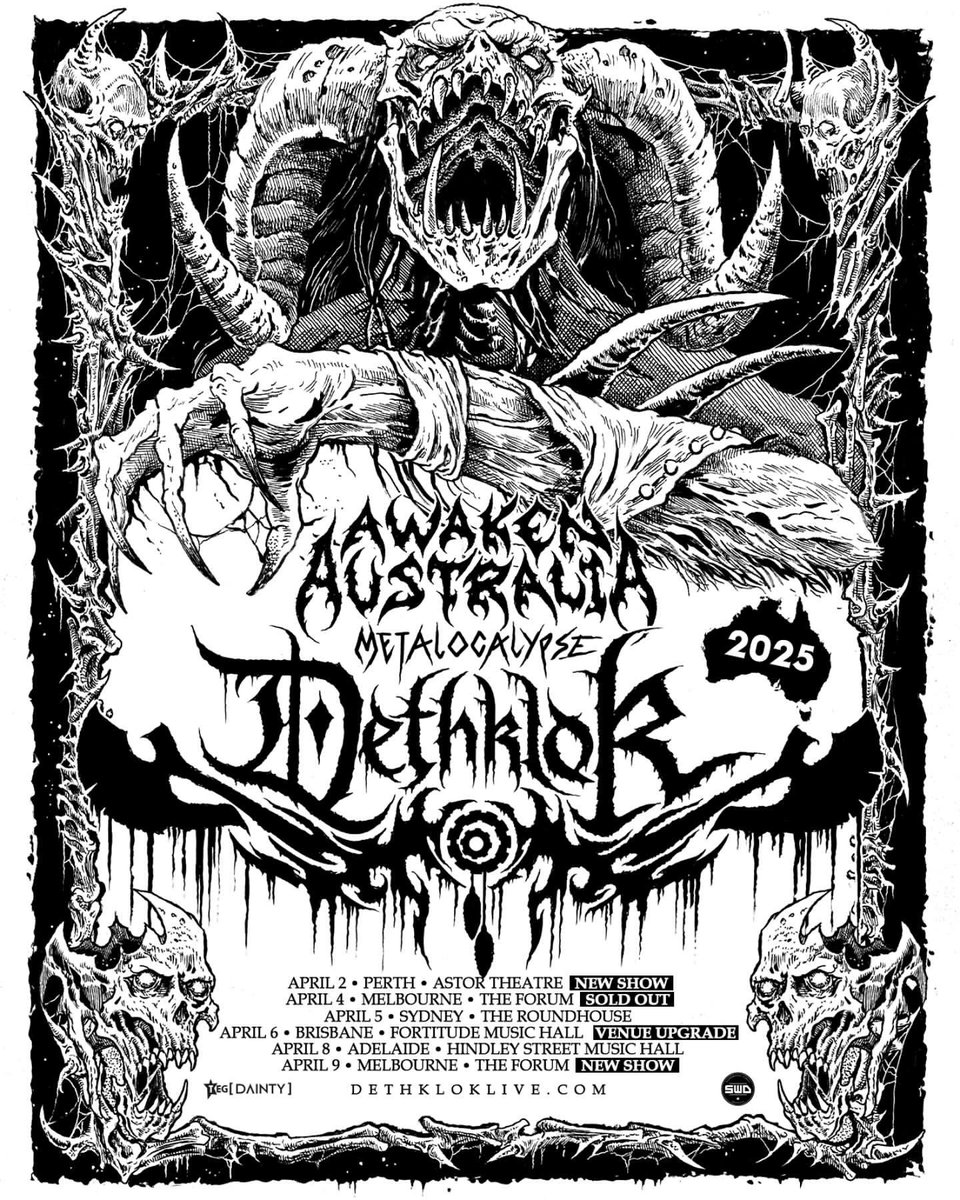 GeneHoglan's tweet photo. Thanks to everyone that came out to DETHKLOK for our first time in Australia!
#dethklok #genehoglan
#theatomicclock #drums #drummers #austrailia @MordhausTweets https://t.co/VqnwRJmV1H