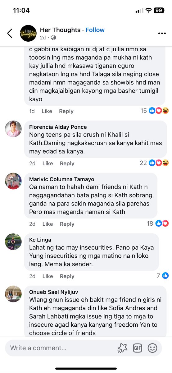 averygoodghorl's tweet photo. Yung may nagpost sa fb na yung interview ni Gabbi about friendship and si Kath daw yung tinutukoy

But look at the comments of the cvs. 😝

Try harder sa mga fandoms na gusto masira si Kathryn. 😂 https://t.co/BoMQTr2s9S