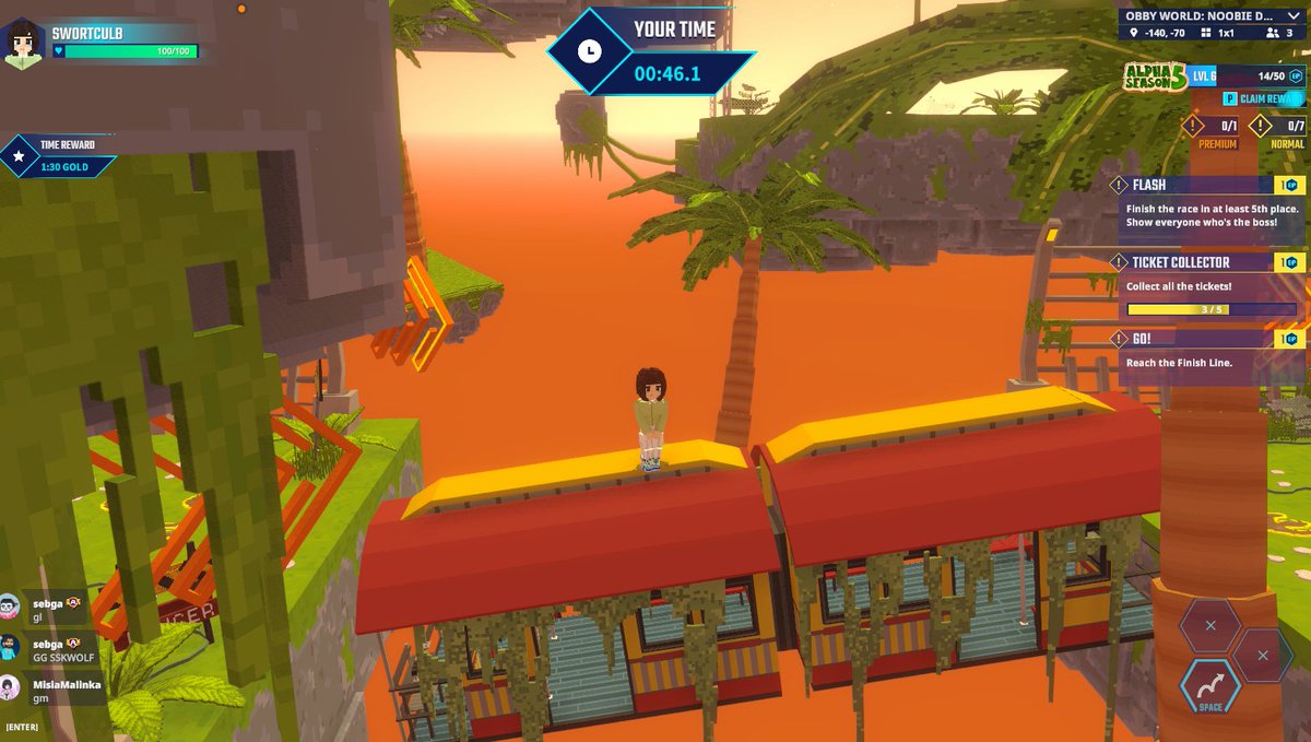 swortculb's tweet photo. Who wants to race me in Obby World? @TheSandboxGame 🏃‍♂️💨 🏁 https://t.co/0RVjVpsiOP #AlphaSeason5 https://t.co/H1ZUEtaR6r