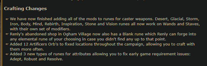 You know instead of having like 40 different levels of runes and stuff maybe perhaps we just have a....crafting bench and use the artificers orbs on that? I would love to reduce some of this rune clutter