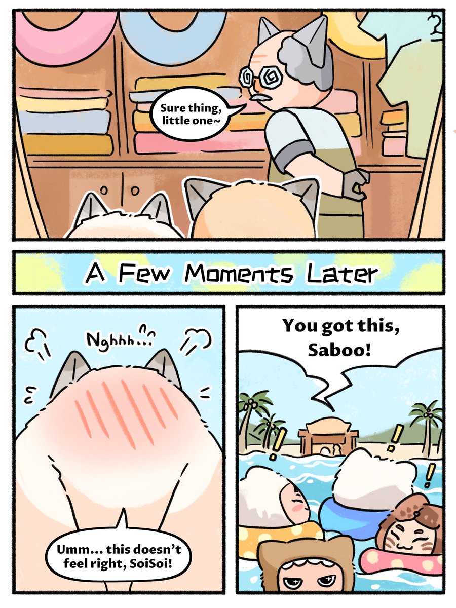 SoiSoiFamily's tweet photo. Saboo: “Grandpa! Do you have any XXXXXXXXXXL swimming rings”
#SoiSoi #SoiSoiFAMILY #deldelete #story #storytime 
#cartoon #manga #cute https://t.co/uP02NnEwku