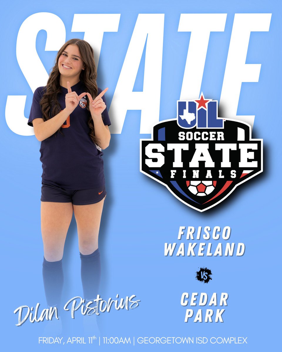 Dilan Pistorius (@dilanpistorius) on Twitter photo So excited to be back in Georgetown to defend our state title! Kickoff at 11am tomorrow! Let’s go <a href="/wakelandgsoc/">Wakeland Girls Soccer</a>!!
#leaveyourmark #411
<a href="/PrepSoccerTX/">Prep Soccer Texas</a> <a href="/LethalSoccer/">Coach Duque</a> <a href="/DFW_Girls_HS_VS/">DFW Girls HS Varsity Soccer</a> <a href="/50_50Pod/">The 50/50 Podcast ⚽️🎙</a> <a href="/TopDrawerSoccer/">TopDrawerSoccer</a> <a href="/ImYouthSoccer/">ECNL/GA/Recruiting/College Soccer</a> <a href="/TheSoccerWire/">SoccerWire</a> <a href="/Gosset41/">Brian Gosset</a> <a href="/StingECNL09/">Sting Royal 09g ECNL</a> So excited to be back in Georgetown to defend our state title! Kickoff at 11am tomorrow! Let’s go <a href="/wakelandgsoc/">Wakeland Girls Soccer</a>!!
#leaveyourmark #411
<a href="/PrepSoccerTX/">Prep Soccer Texas</a> <a href="/LethalSoccer/">Coach Duque</a> <a href="/DFW_Girls_HS_VS/">DFW Girls HS Varsity Soccer</a> <a href="/50_50Pod/">The 50/50 Podcast ⚽️🎙</a> <a href="/TopDrawerSoccer/">TopDrawerSoccer</a> <a href="/ImYouthSoccer/">ECNL/GA/Recruiting/College Soccer</a> <a href="/TheSoccerWire/">SoccerWire</a> <a href="/Gosset41/">Brian Gosset</a> <a href="/StingECNL09/">Sting Royal 09g ECNL</a>