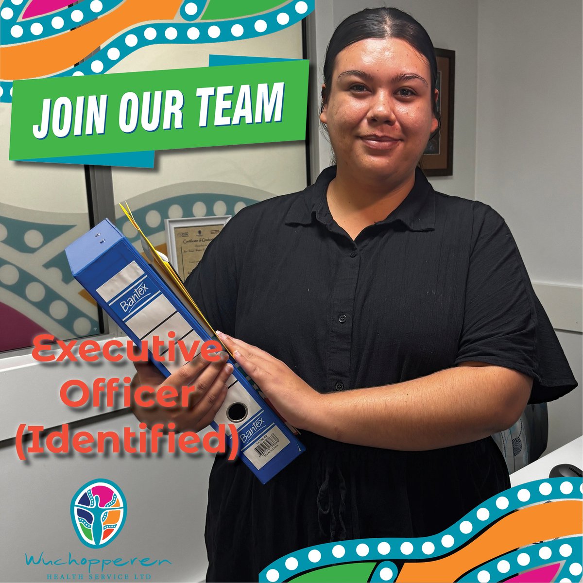 Ｊｏｉｎ ｏｕｒ Ｔｅａｍ

Wuchopperen Health Service in Cairns is seeking a full time Executive Officer (Identified).

Find out more, visit our website.

Applications close Sunday April 27, 2025
wuchopperen.org.au/careers
#Twenty20Thrive #WuchopperenHealthService #JoinourTeam