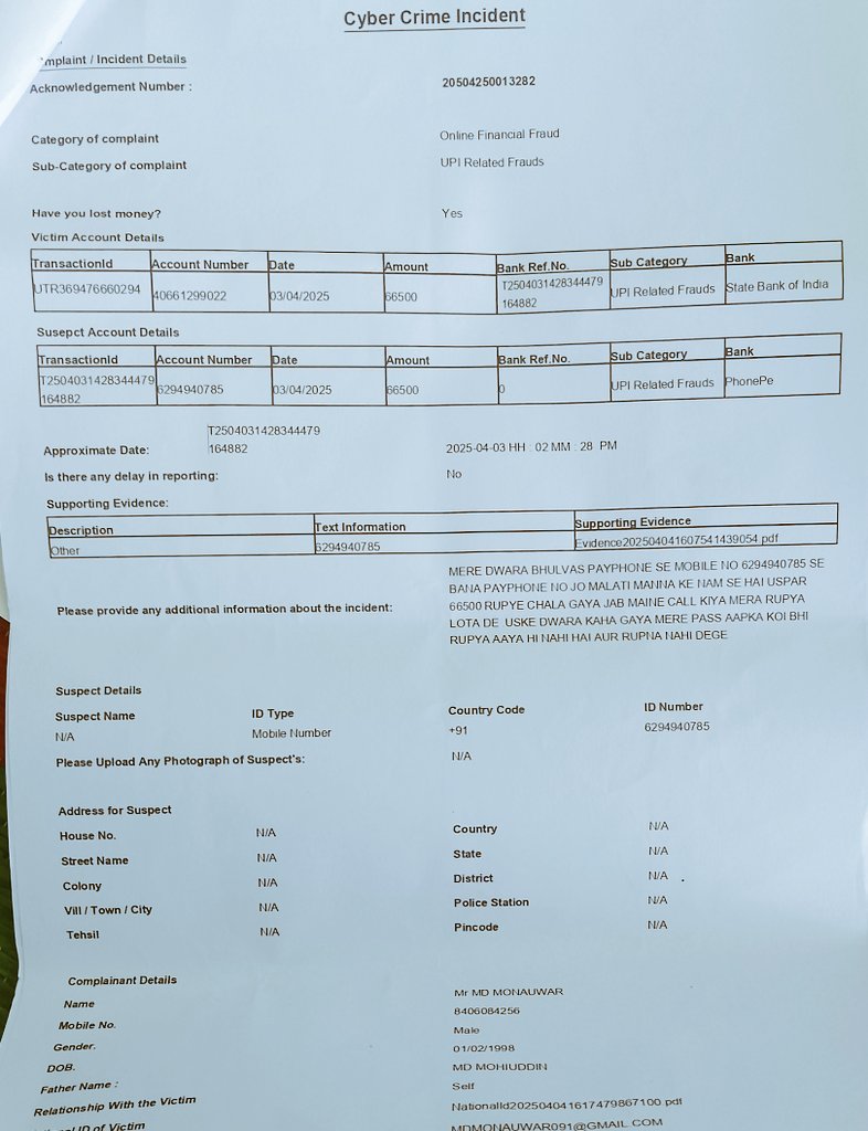 mdmonauwar1's tweet photo. Paisa wapas delane me Please Help me sir @cyberabadpolice https://t.co/ie33JlWv5C
