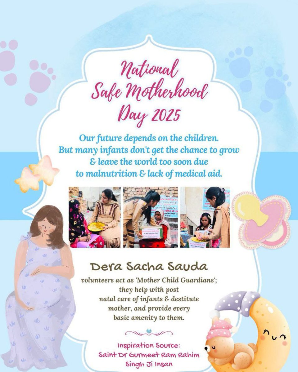 Let's celebrate #NationalSafeMotherhoodDay by giving nutritious food items to needy pregnant women or new mothers &amp;
#RespectMotherhood .
Thanks to Saint MSG for giving such an inspiration to volunteers of Dera Sacha Sauda. Volunteers help such ladies in every possible way. 🤰💝