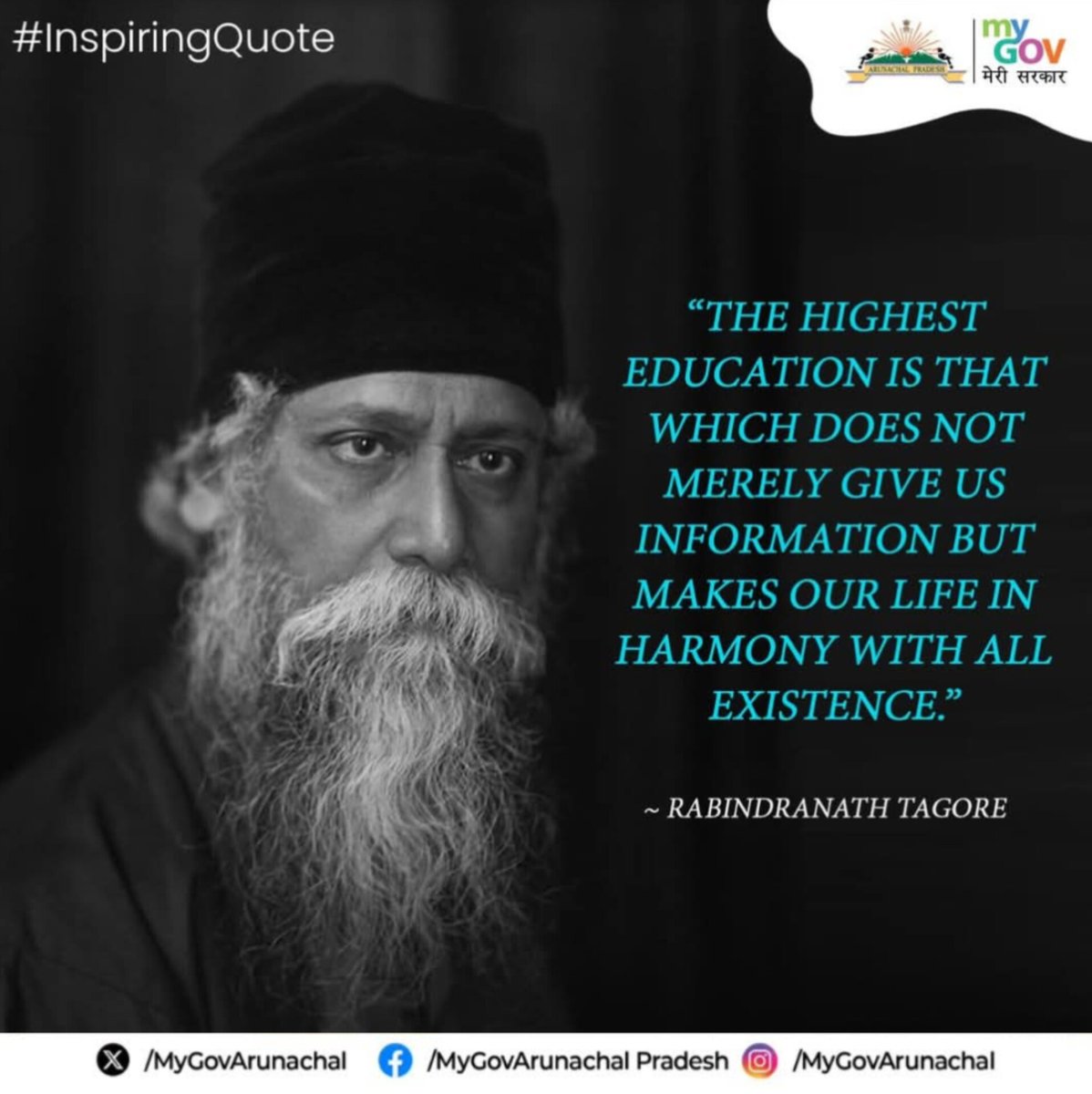 MyGovArunachal's tweet image. #InspiringQuotes

Start your day on a positive note with this uplifting quote by Rabindranath Tagore.