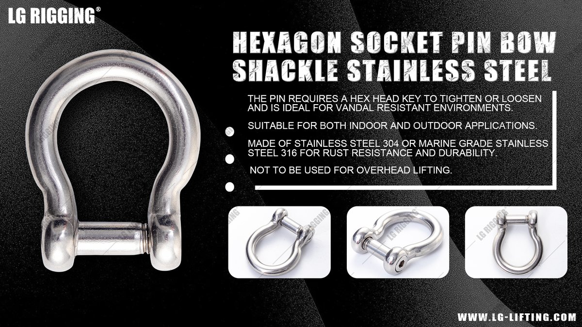 LG_RIGGING's tweet photo. Hexagon Socket Pin Bow Shackle, Heavy-Duty Performance, Anytime! Hex socket pin for secure tightening, premium stainless steel for indoor/outdoor use. Strong, sleek, and built to last. Upgrade Your Gear 
https://t.co/IlapwLUPuI
Welcome to contact us: sales@lg-lifting.com https://t.co/jIh0tpVgvy