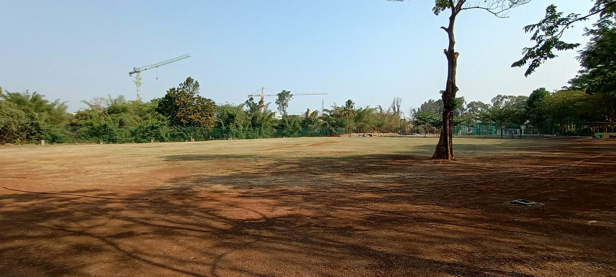PABadami's tweet photo. This picturesque cricket ground in #Bengaluru has a tree within its boundary limits. Brought back memories from #CWC2003 of the ground in #Pietermaritzburg which also had a tree within the precincts of its playing area. https://t.co/DnmcxmXE0J