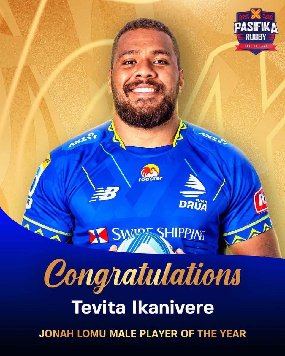 This one is special! 
 
Our Co-Captain Tevita Ikanivere was honoured as the 2024 Player of the Year at the Annual Pasifika Hall of Fame held in Auckland last night. He won the award alongside Manusina Samoa skipper Masuisuimatama'ali'i Tauasa-Pauaraisa. 
 
Congratulations