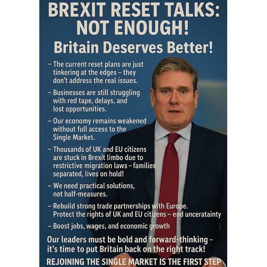 sonofr's tweet photo. WE’RE MISSING OUT!
Trump’s idiocy has given Europe a HUGE opportunity to become even greater. As money and talent flies out of the US, Europe can benefit. 
WE DON’T WANT TO BE SITTING ON THE SIDELINES. 
DITCH THE RESET, Britain needs to rejoin the SM & CU - now. 
@campbellclaret @RichardBurgon @williamkeegan @williamnhutton 
https://t.co/6ILEHhZ7Pl