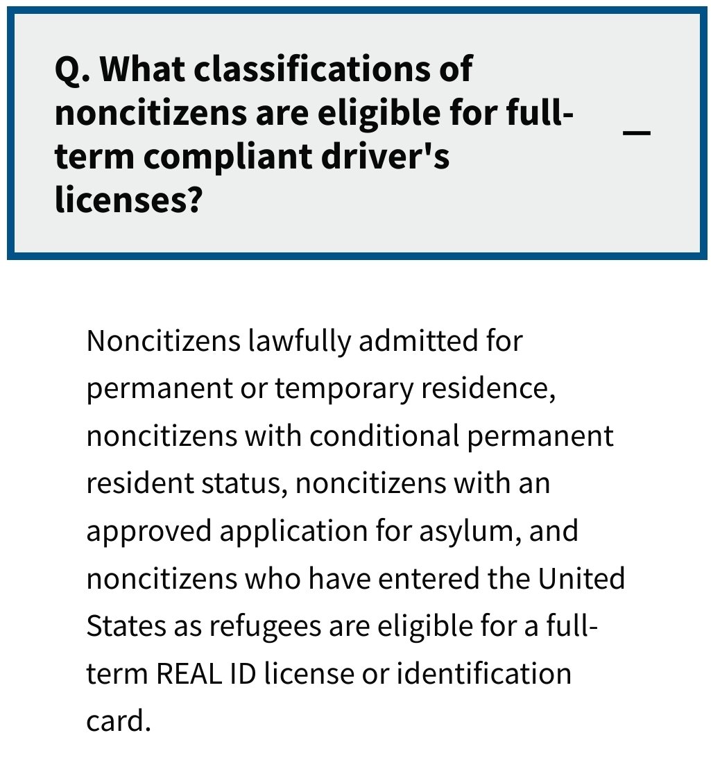 iamed_nc's tweet photo. @dcopp171 @Moalusi__Thabo Only if your state's Real ID has an indication of citizenship status, which most do not. 
Noncitizens can get Real IDs too. https://t.co/PbZp4y4qPq