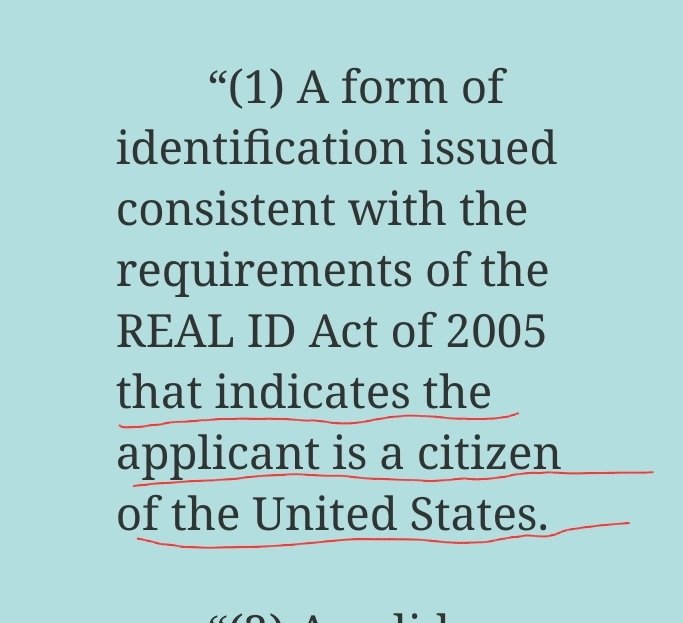 iamed_nc's tweet photo. @dcopp171 @Moalusi__Thabo Only if your state's Real ID has an indication of citizenship status, which most do not. 
Noncitizens can get Real IDs too. https://t.co/PbZp4y4qPq