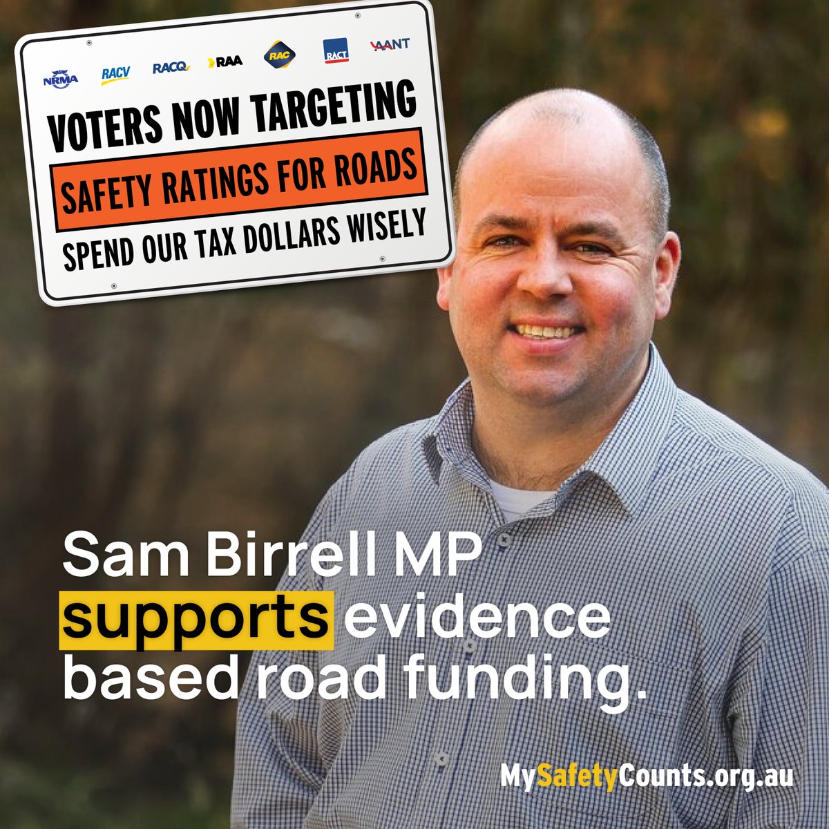 Aus Automobile Assoc (@aaacomms) on Twitter photo 👏🏼 MP for Nicholls, <a href="/SamBirrellMp/">Sam Birrell MP</a> has just taken a stand for transparency and integrity in how Australian roads are funded. Thank you, Sam! #auspol
Mr Birrell joins a growing number of regional Victorian MPs backing the My Safety Counts campaign, calling on the next Federal 👏🏼 MP for Nicholls, <a href="/SamBirrellMp/">Sam Birrell MP</a> has just taken a stand for transparency and integrity in how Australian roads are funded. Thank you, Sam! #auspol
Mr Birrell joins a growing number of regional Victorian MPs backing the My Safety Counts campaign, calling on the next Federal