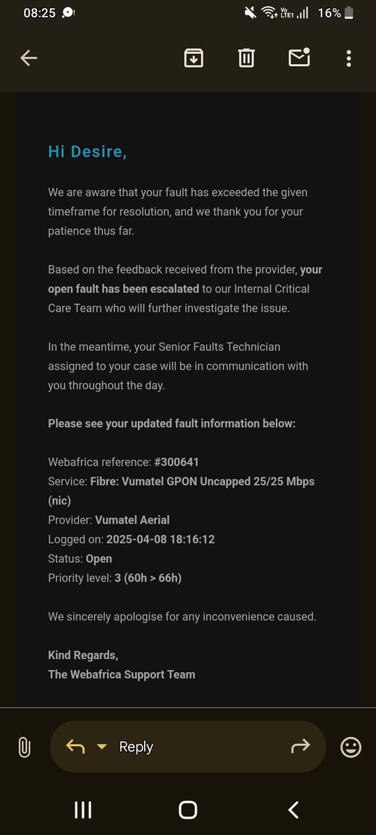 MerleDM's tweet photo. @webafrica @vumatel How do you respond and ask me to send you my query? My internet is down for 4 days now, do you even know what you are doing @webafri https://t.co/4dvVmgXKDV