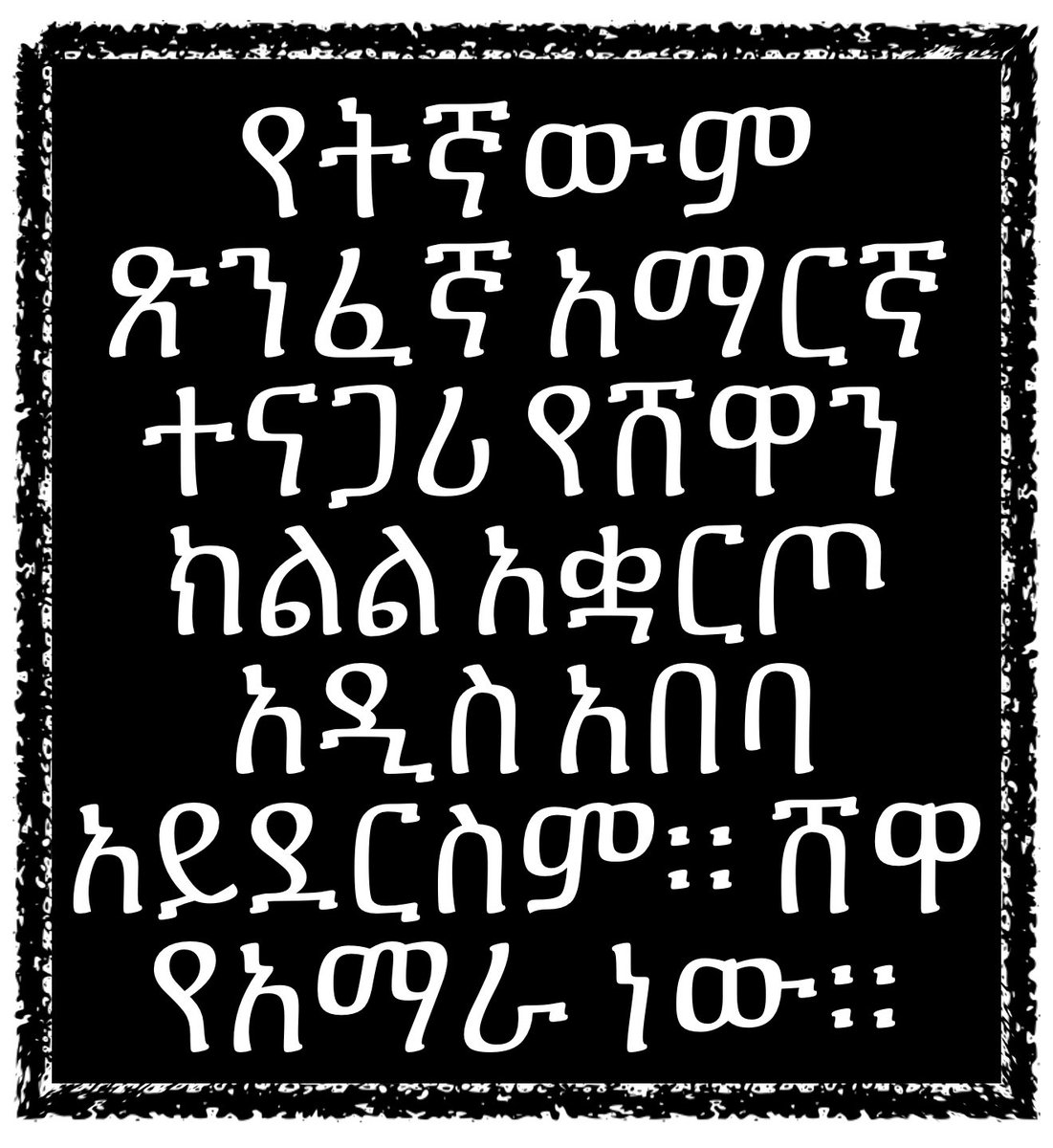 የትኛውም ጽንፈኛ አማርኛ ተናጋሪ የሸዋን ክልል አቋርጦ አዲስ አበባ አይደርስም። ሸዋ የአማራ ነው።

#AmharaRevolution✊🏽#OneAmhara🦁🦅
#StateSponsoredAmharaGenocide☠️