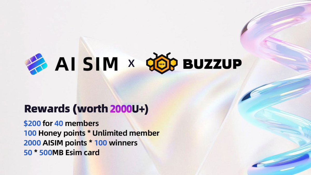 BuzzUpJP's tweet image. 🎉 BuzzUp × @AISIM_3  コラボギブアウェイ開催！

🌟 AISIMは、#AI および #DePIN 接続のための分散型帯域幅レイヤーであり、「Roaming to Earn（ローミング・トゥ・アーン）」という革新的な分散型データ収益ネットワークを構築しています

🎁今回は、より豪華な報酬をご用意しました：
- $200 USDT…