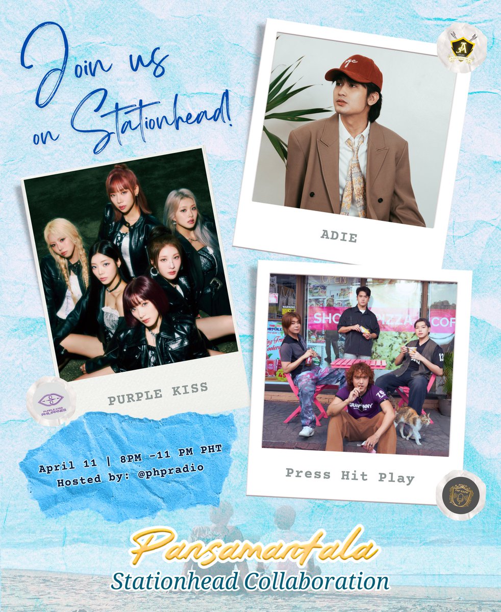 [🎧] PANSAMANTALA STATIONHEAD COLLAB

Join us later on Stationhead for our stream collab with <a href="/ADmemoir_/">ADMOURe</a> and <a href="/PurKi_PH/">Purple Kiss Philippines</a>! 💛💜

TONIGHT | 8PM - 11 PM PHT
🔗 stationhead.com/phpradio

#PHPRadio #PANSAMANTALA
#Press_Hit_Play <a href="/PressHitPlay/">Press Hit Play Official</a>
#ADIE #PurpleKiss
