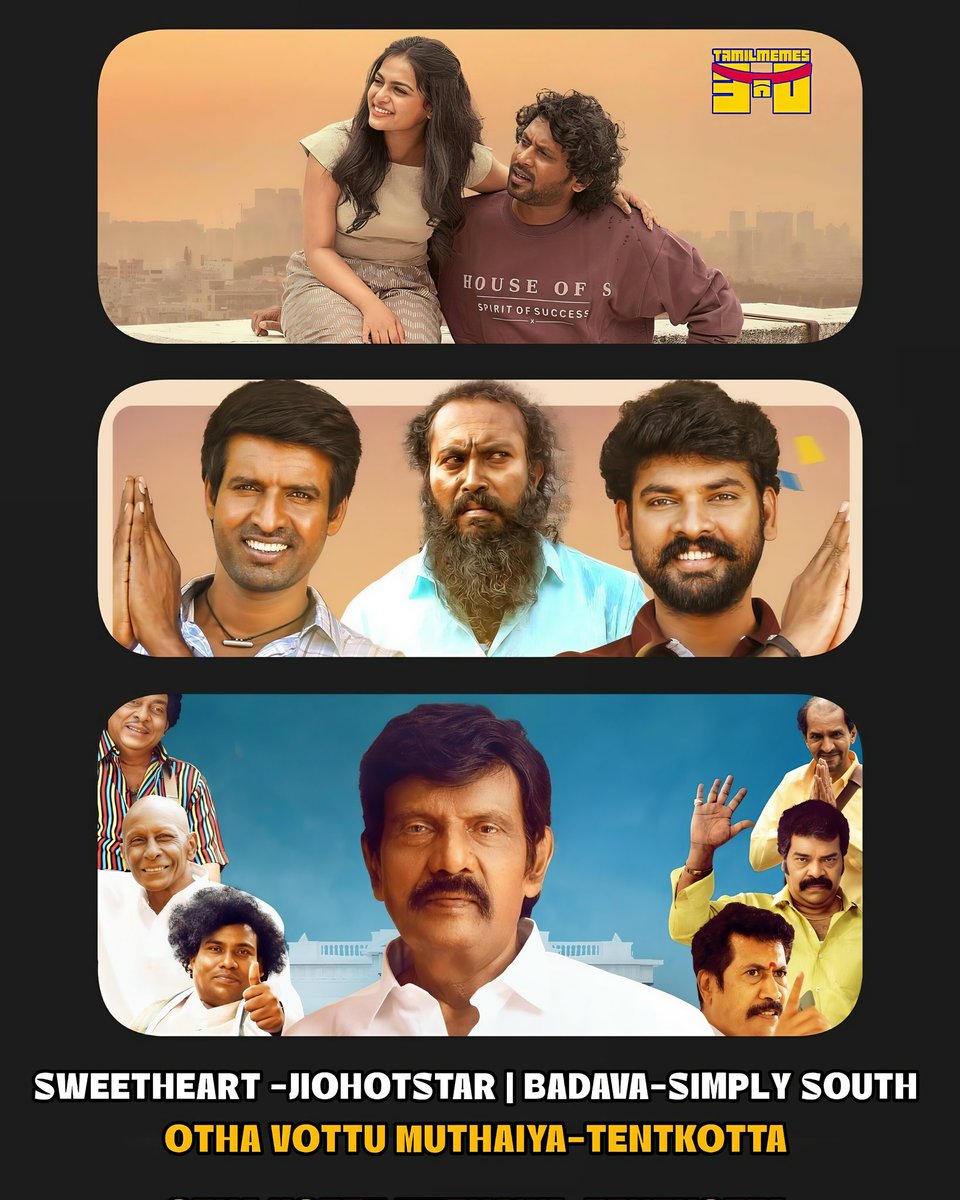 tamilmemes30's tweet photo. Now streaming 🍿💥 

#perusu | #Sweetheart | #court | #Rakshasa | #Othavottumuthaiya | #Badava #PravinkooduShappu | #Panikili | #chhaava | #Crazyx | #Chhorii2 | #SuperboysofMalegaon https://t.co/xgw6wU2Uw8