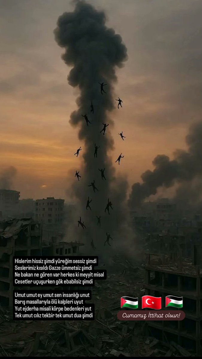 semerciali's tweet photo. Hislerim hissiz şimdi yüreğim sessiz şimdi
Seslerimiz kısıldı Gazze ümmetsiz şimdi
Ne bakan ne gören var herkes ki meyyit misal 
Cesetler uçuşurken gök ebabilsiz şimdi

#gazze
#filistin
#mescidiaksa
#Türkiye https://t.co/njixgeMLKZ