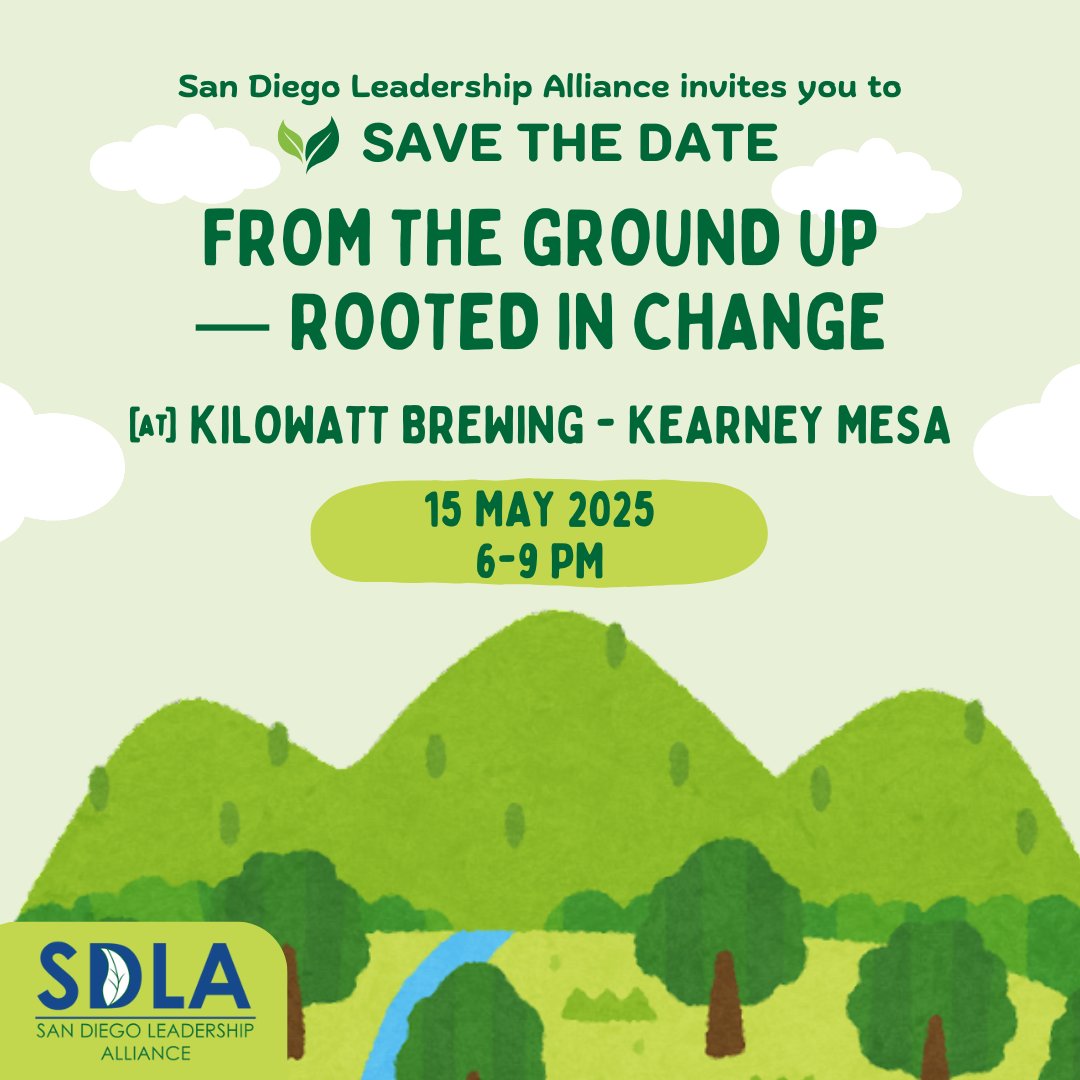 LeadershipSD's tweet photo. Mark your calendars! Join the 2025 SDLA Fellows on Thurs, May 15 for our annual fundraiser🪴From the Ground Up: Rooted in Change🪴
True progress starts at the roots - and we must support community-driven leadership and invest in the next gen of positive change-makers. https://t.co/9YpBeBK9hJ