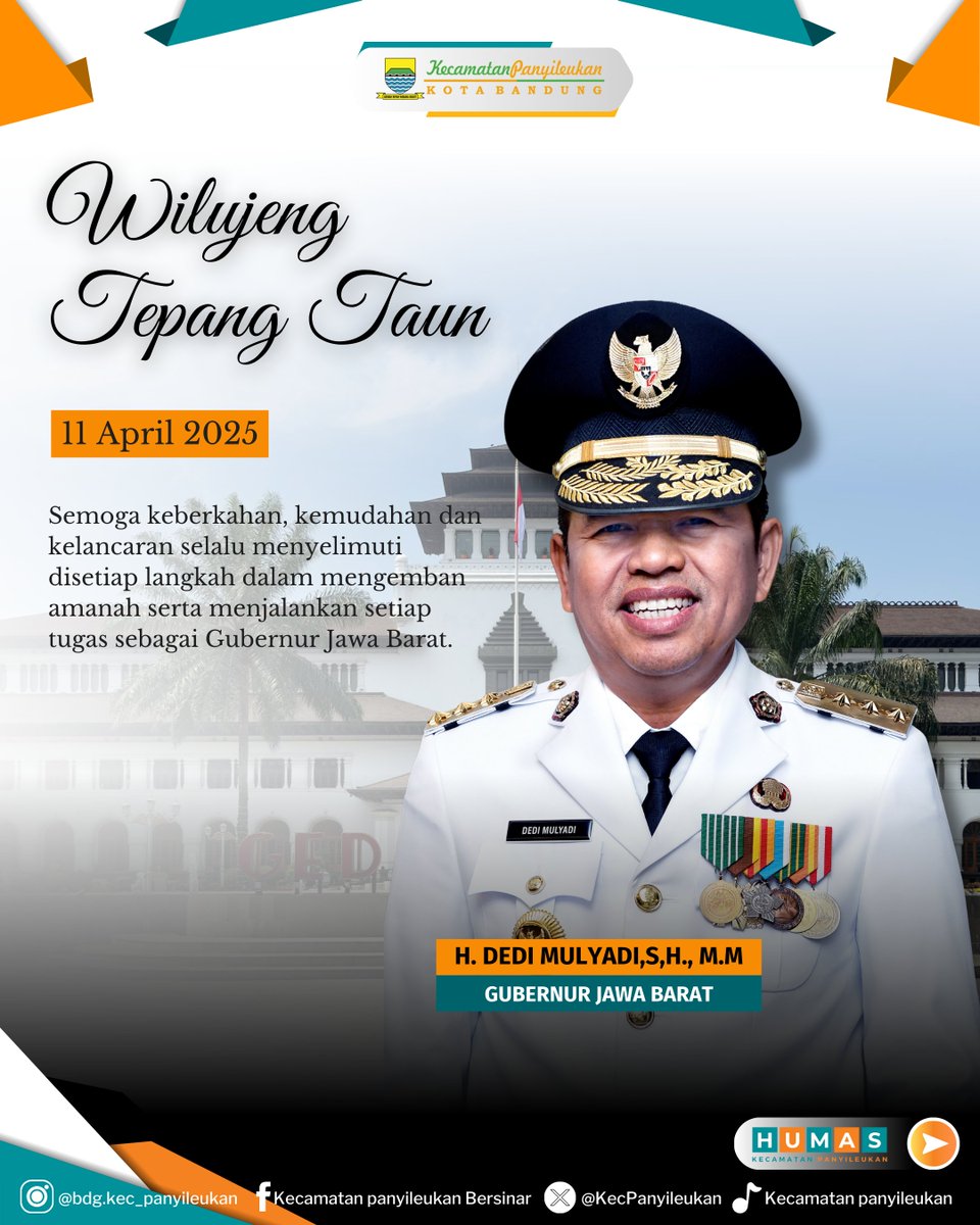 Semoga keberkahan, kemudahan dan kelancaran selalu menyelimuti kang <a href="/DediMulyadi71/">Kang Dedi Mulyadi</a> disetiap langkah dalam mengemban amanah serta menjalankan setiap tugas sebagai Gubernur Jawa Barat, aminn. Jum'at, 11 April 2025.