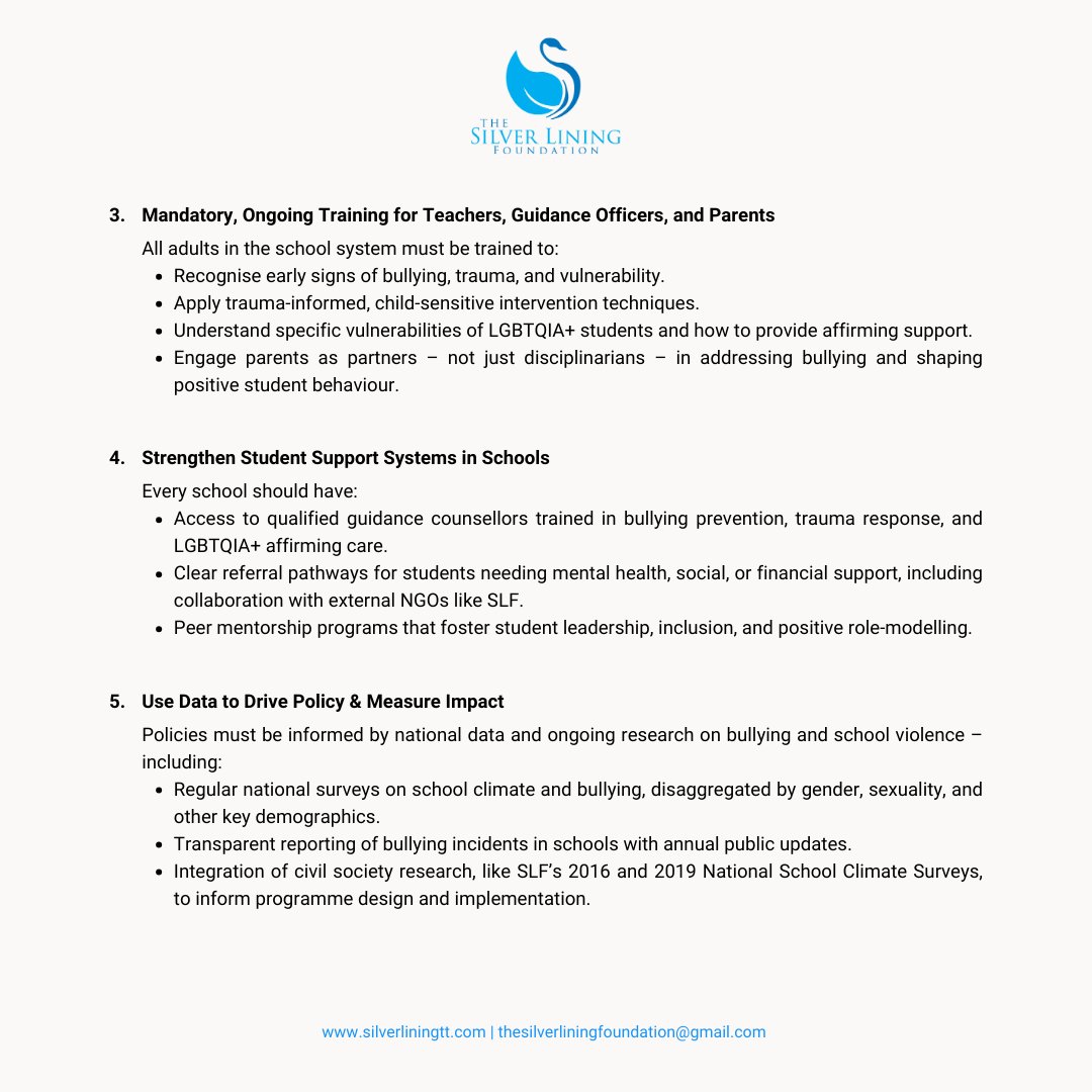 slftt's tweet image. 🚨 𝐌𝐄𝐃𝐈𝐀 𝐑𝐄𝐋𝐄𝐀𝐒𝐄 🚨

We urge policymakers to ensure evidence-based and inclusive anti-bullying strategies ahead of upcoming general elections. Violence has no place in our schools.

🔗Full statement here: silverliningtt.com/inclusive-evid…

#SLFTT #SaferSchools