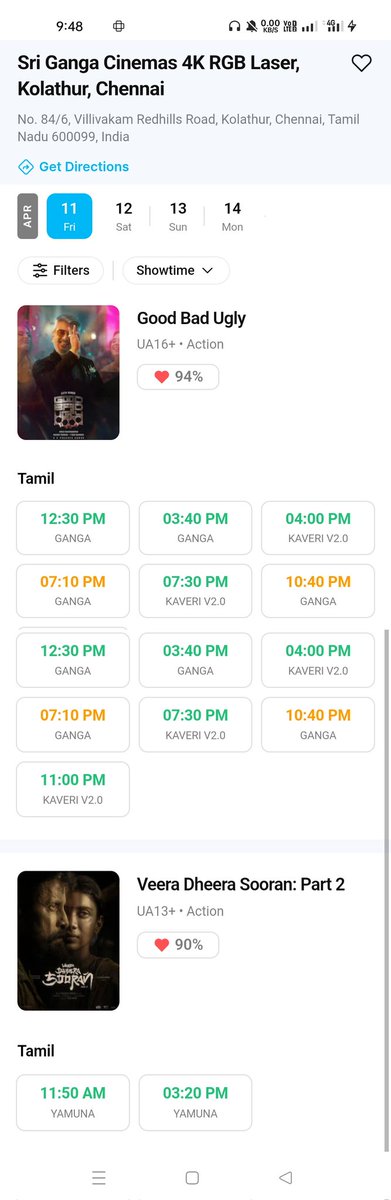 JDALEXtweets's tweet photo. Ganga Theatre removed #GoodBadUgly one screen in second day itself Replaced VeeraDheeraSooran 😂💥 ! https://t.co/I6XfC40YxB