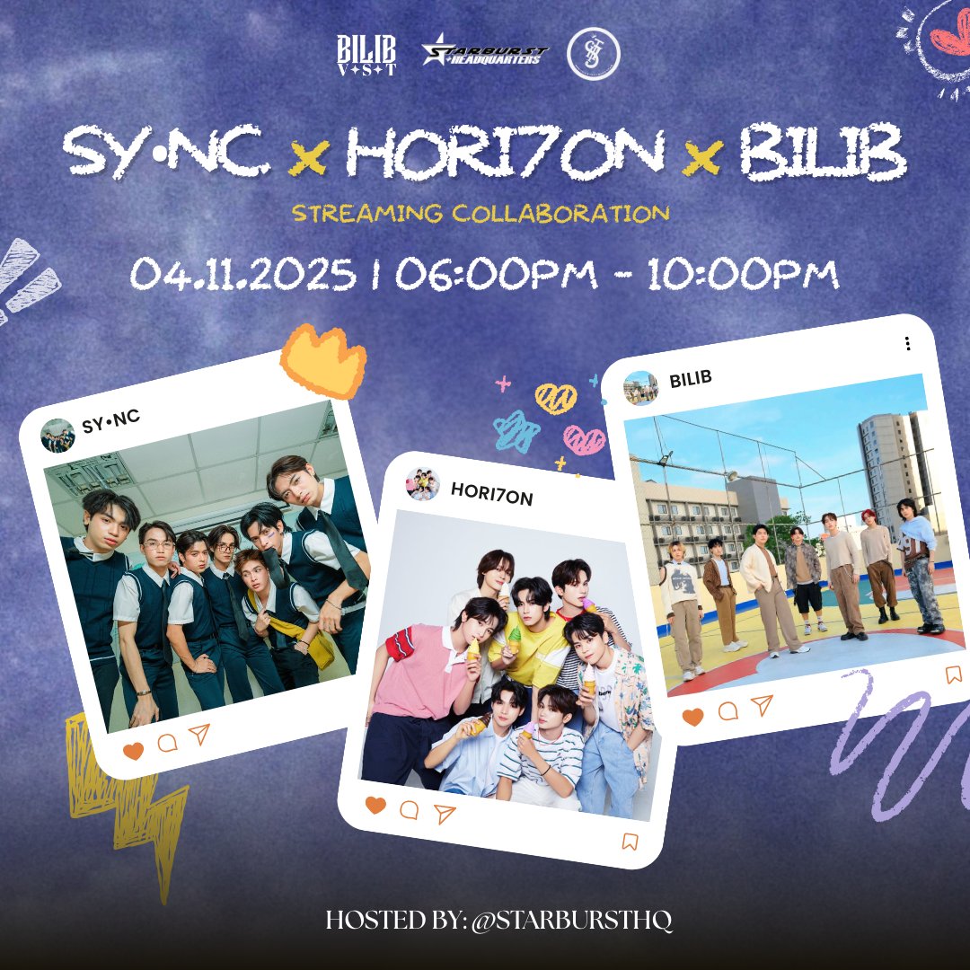 starburstsvt's tweet photo. 📻 STATIONHEAD STREAMING COLLAB DAY 4

Stars will be aligning tonight as we team up with @H7NStreamTeam and @BILIB_VST for today's Stationhead Streaming Party! See you later everyone ✨

⏰: 6PM-10PM
📻: https://t.co/jq1nHXZWyt

#SYNCph #HORI7ON #BILIB 
#SYNC_PLS @thesyncph https://t.co/b5xxZiEZ1a