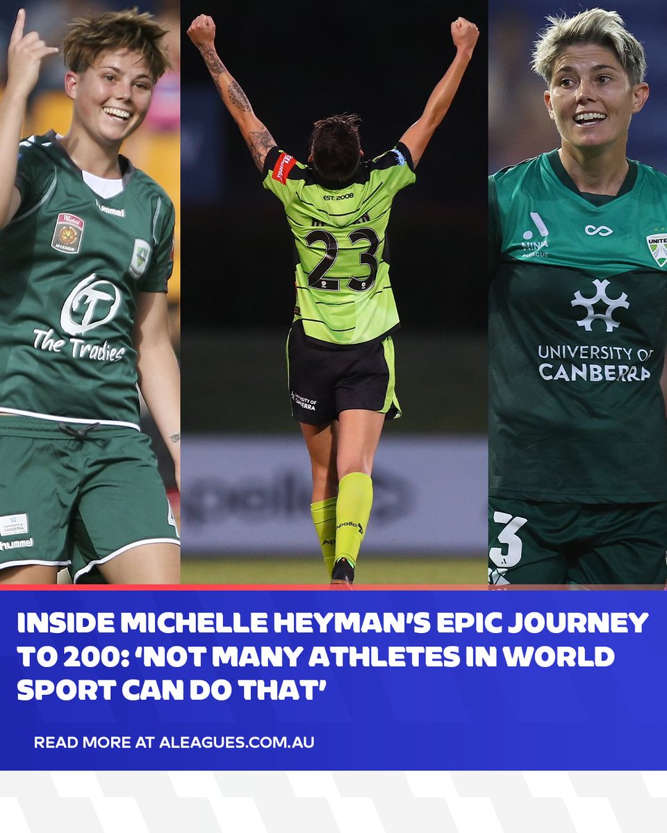 aleaguewomen's tweet photo. Michelle Heyman's career has been so consistently good that she could be in the Hall of Fame TWICE 🤯

This weekend, at 36, she will break through a barrier some never thought possible - and she's far from done yet.

Her story starts with a 120-player trial. It almost ended 6 years ago. Thank god it didn't 💚💚 

"𝗦𝗵𝗲 𝗺𝗲𝗮𝗻𝘀 𝗲𝘃𝗲𝗿𝘆𝘁𝗵𝗶𝗻𝗴 𝘁𝗼 𝘂𝘀" https://t.co/Mgj1USAh68